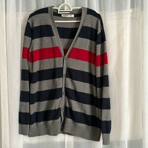 Old Navy Womens red/blue/grey long sleeve   Cozy Sweater cardigan size Large